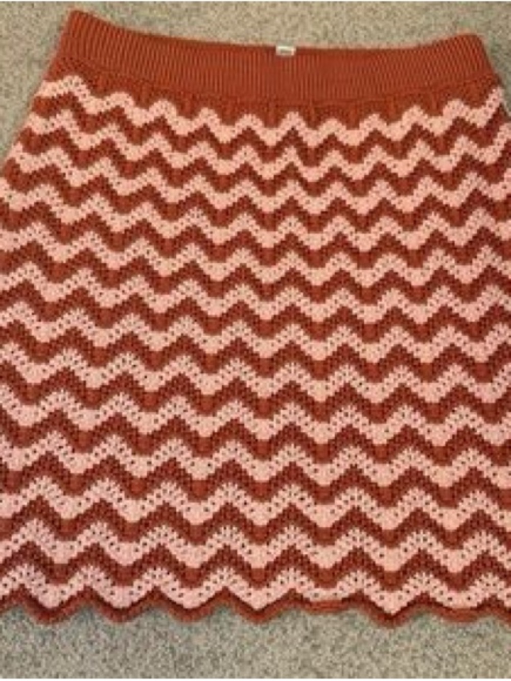 Ava & Viv Chevron Knit Skirt in Rust and Blush